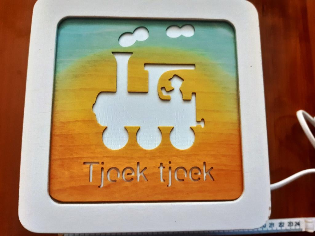 Houten Silhouet Wandlamp locomotief Tjoek Tjoek, Ophalen of Verzenden, Nieuw, Overige materialen, Scandinavisch