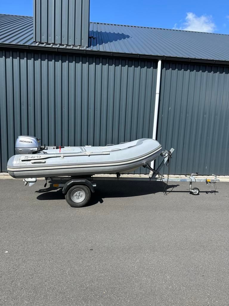 Zodiac 310 RIB + Honda 20 pk + Trailer en Dekzeil, Watersport en Boten, Ophalen, Gebruikt, Zodiac, Benzine