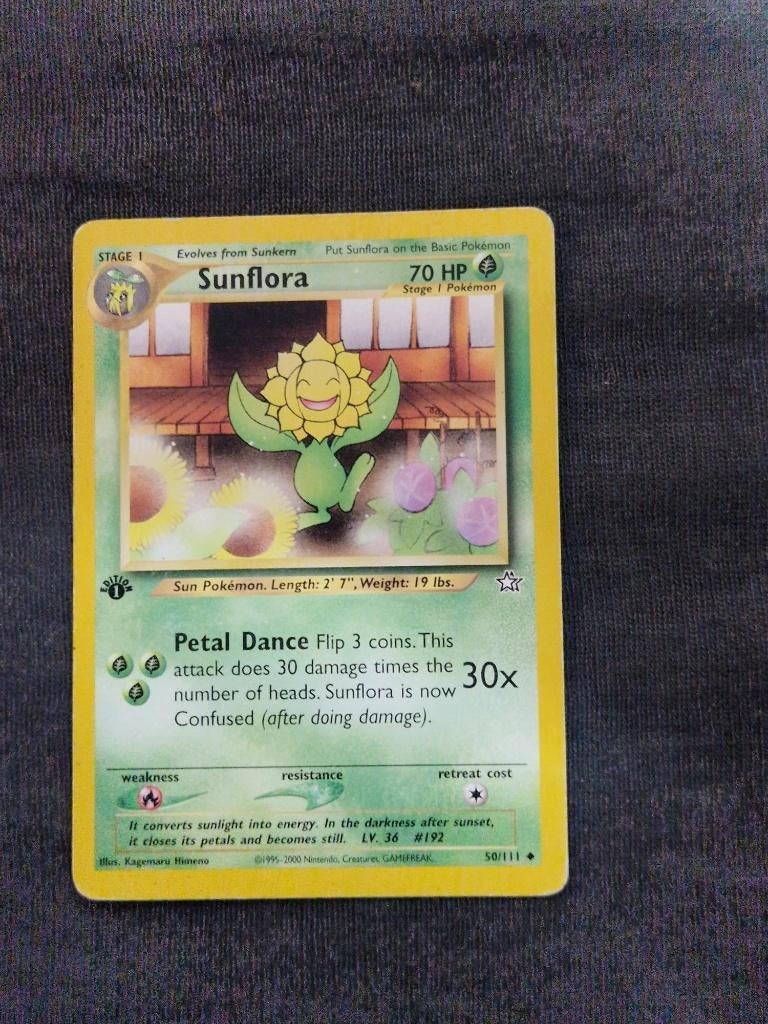 Vintage Pokémon #50/111 Sunflora – 1st Edition – LP, Ophalen of Verzenden, Gebruikt, Losse kaart