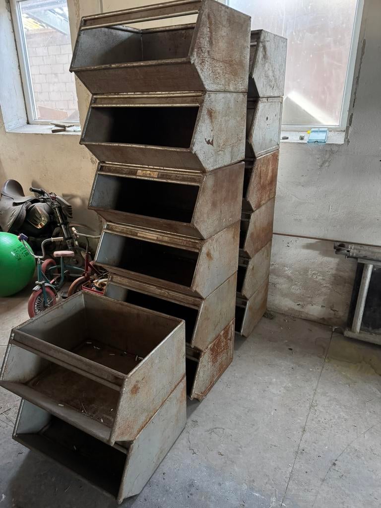 Metalen Magazijn stapelbakken Opbergbakken - 15 Stuks, Ophalen, A, A, A