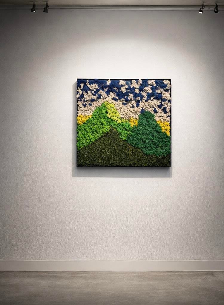 Handgemaakt mosschilderij 1x1m – uniek design, Antiek en Kunst, Ophalen of Verzenden