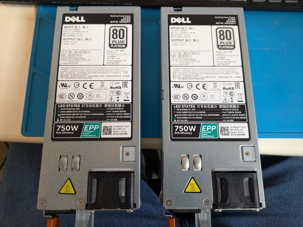 Dell 750W PowerEdge Power Supply 80 Plus Platinum L750E-S0, Ophalen of Verzenden, Zo goed als nieuw