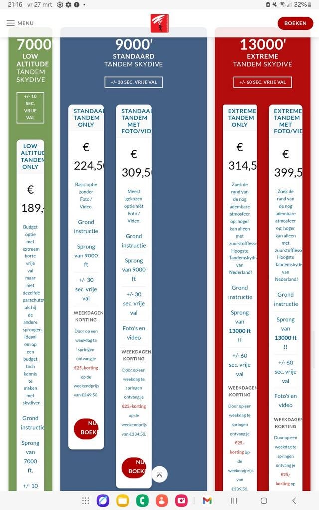 Skydive tandem sprong, Ophalen of Verzenden, Nieuw