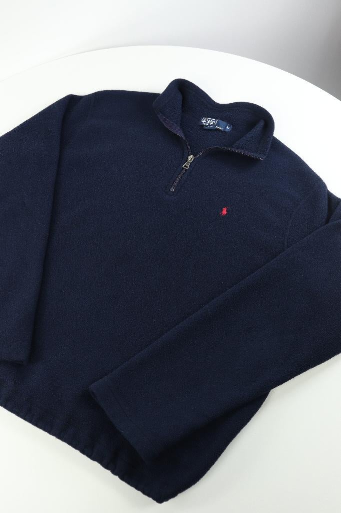 Ralph Lauren fleece trui met kwart rits - L, Maat 52/54 (L), Blauw, Ralph Lauren, Ophalen of Verzenden