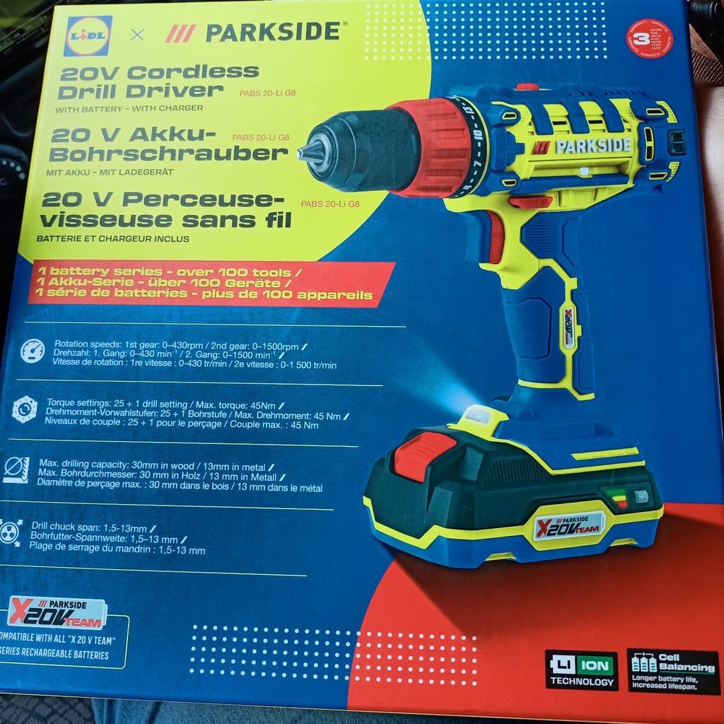 Lild limited accu boor machine. Met accu en oplader parkside, Ophalen of Verzenden, Nieuw, Boor- en Schroefmachine, Variabele snelheid