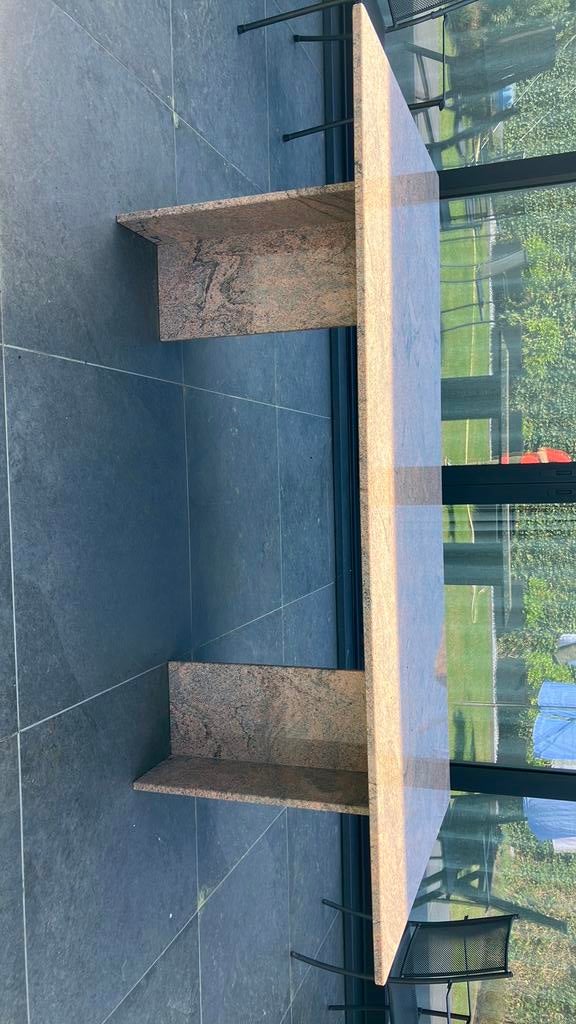 Prachtige  geaderde marmeren tafel., Ophalen, Gebruikt, Rechthoekig, Overige materialen