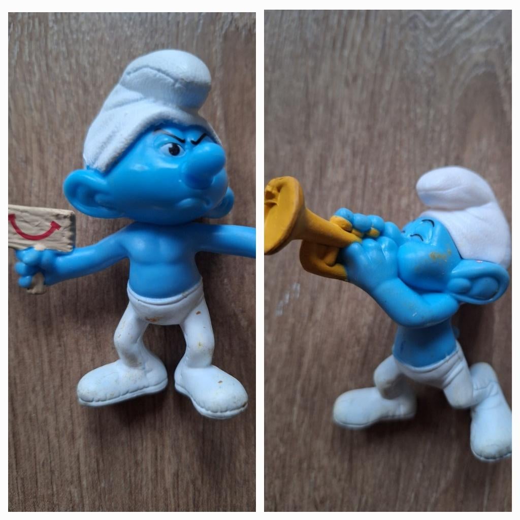 2 smurfen figuurtjes, Verzamelen, Smurfen, Ophalen of Verzenden, Gebruikt, Verschillende Smurfen, Poppetje, Figuurtje of Knuffel