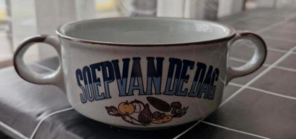 Soepkom Soep van de Dag, Huis en Inrichting, Ophalen of Verzenden, Zo goed als nieuw, Kom(men), Overige stijlen