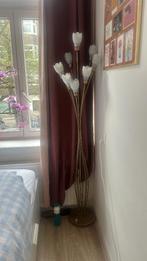 Vintage stalamp - dimbaar (goud met bloemen), Ophalen, Vintage, Zo goed als nieuw, Metaal
