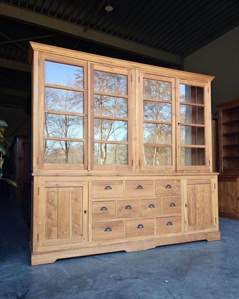 Massief teakhouten buffetkast | Grote winkelkast  #2725, Huis en Inrichting, Kasten | Buffetkasten, Niet ingevuld, Gebruikt, Met deur(en)