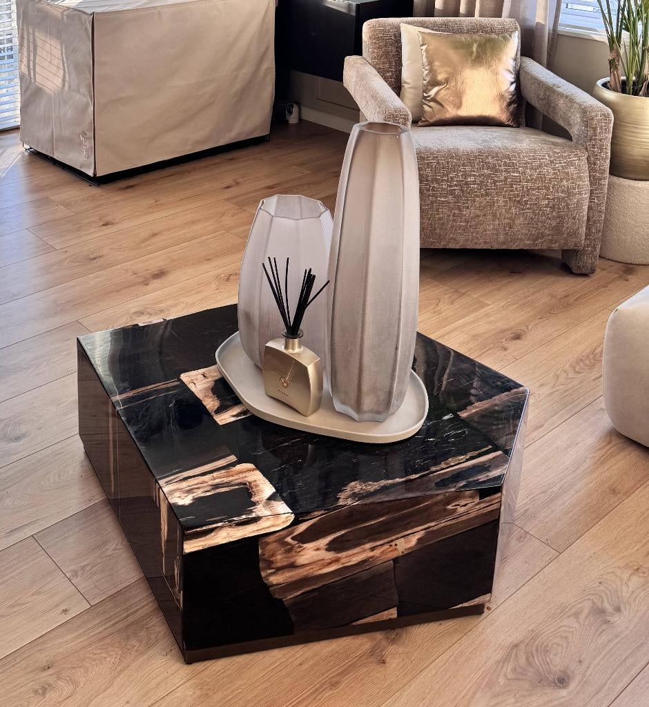 Salontafel Petrified Wood Large Rayn | versteend hout, Huis en Inrichting, Tafels | Salontafels, Ophalen, 100 tot 150 cm, 50 tot 100 cm