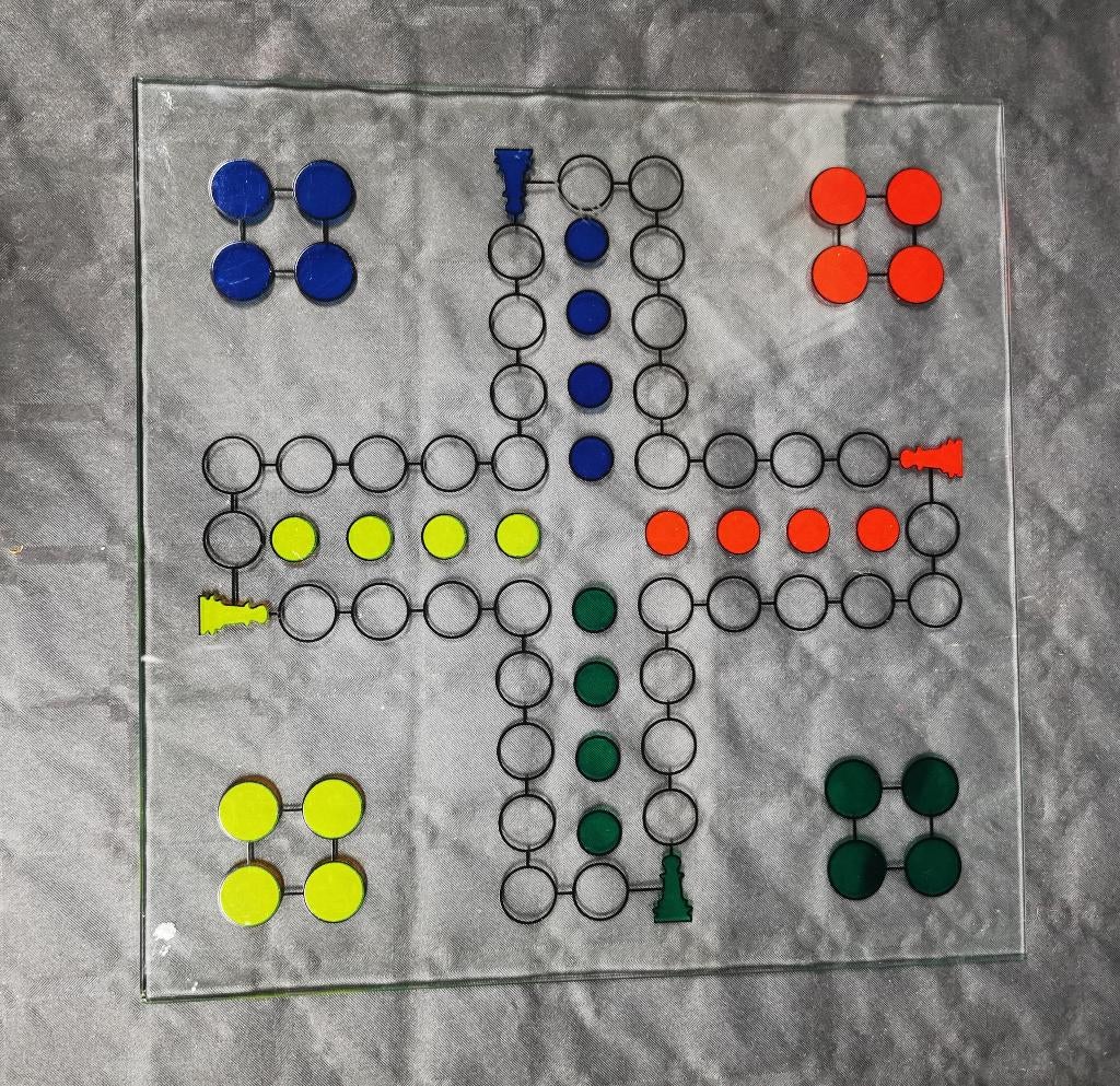 Mens erger je niet - op glasplaat!, Een of twee spelers, Ophalen of Verzenden, Gebruikt