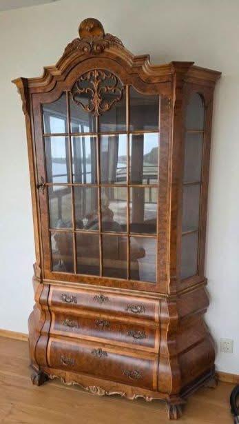 Prachtige Notenhouten Buikkast Vitrinekast, Ophalen, Gebruikt, 200 cm of meer, 150 tot 200 cm