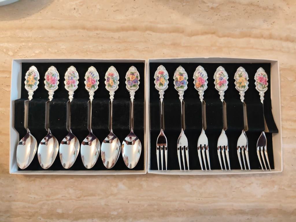 Vintage Royal Albert RVS Gebaksvorkjes en Lepeltjes, Ophalen of Verzenden