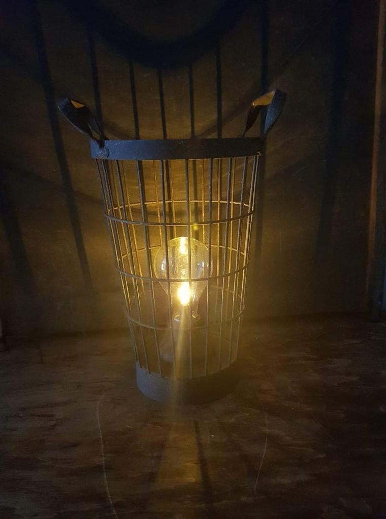 Mand lamp op batterij roestbruin sober,landelijk, Nieuw, Ophalen of Verzenden, X, X