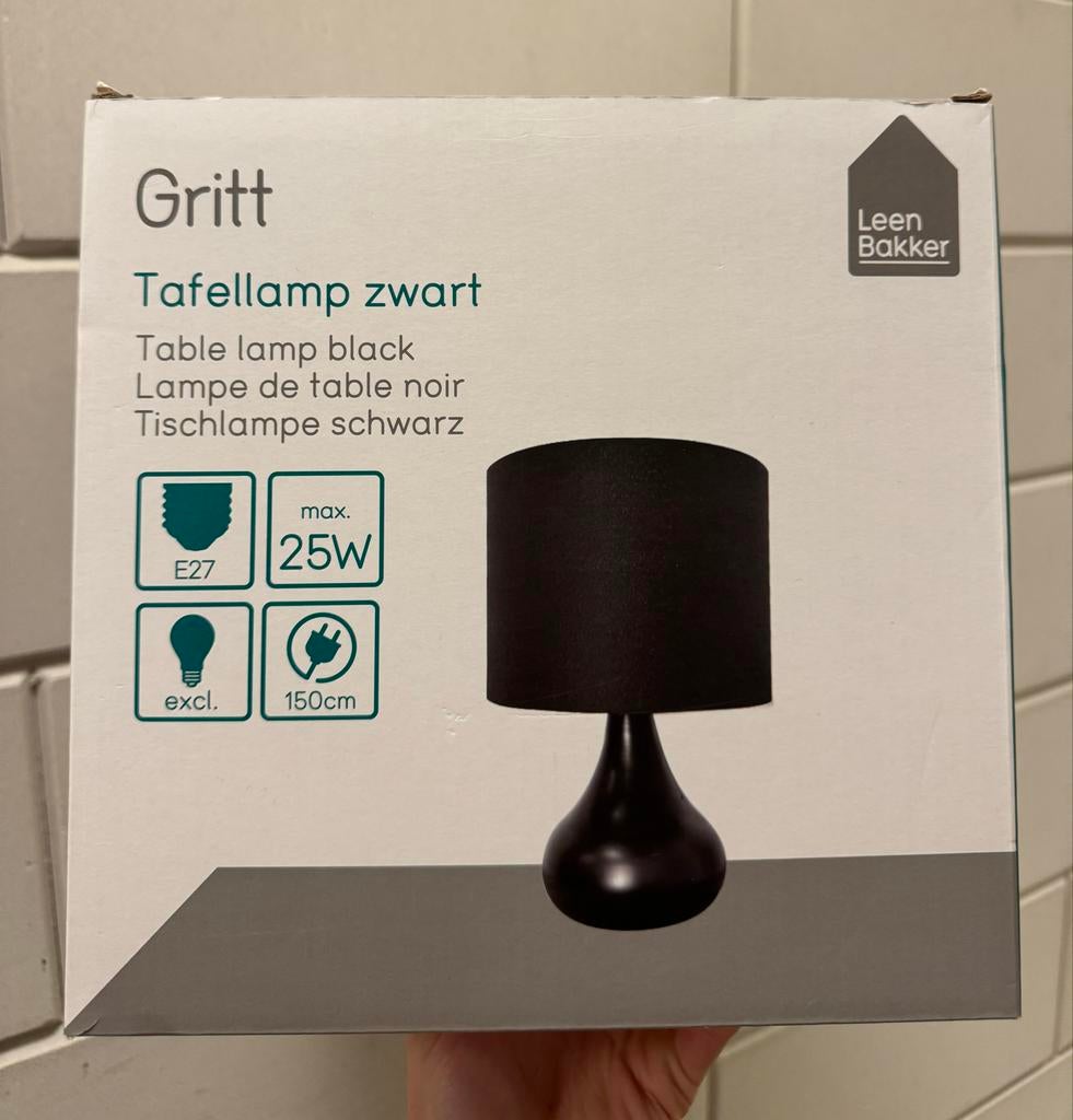 Leenbakker Gritt tafellamp zwart (2 stuks), Huis en Inrichting, Lampen | Tafellampen, Ophalen of Verzenden, Nieuw, Metaal, Minder dan 50 cm