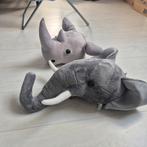 Pluche dierenkoppen: Olifant en Neushoorn voor kinderkamer, Ophalen of Verzenden, Zo goed als nieuw, Olifant