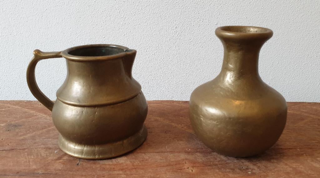 Bronzen kan en vaasje, Antiek en Kunst, Antiek | Koper en Brons, Ophalen of Verzenden, Brons