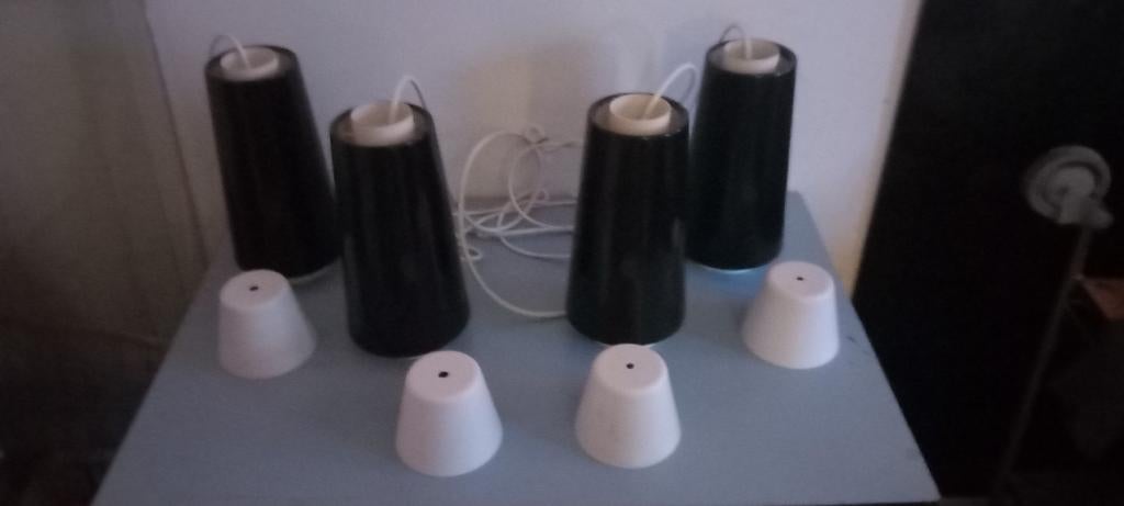 4 vintage raak hanglampen, Huis en Inrichting, Lampen | Hanglampen, Ophalen of Verzenden, Gebruikt, Minder dan 50 cm