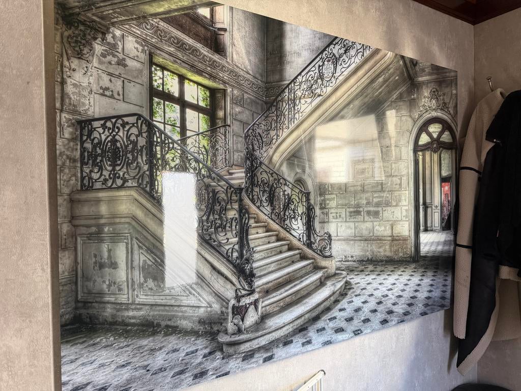 Groot plexiglas schilderij: Oude statige trap, Ophalen, 125 cm of meer, 75 cm of meer, Print