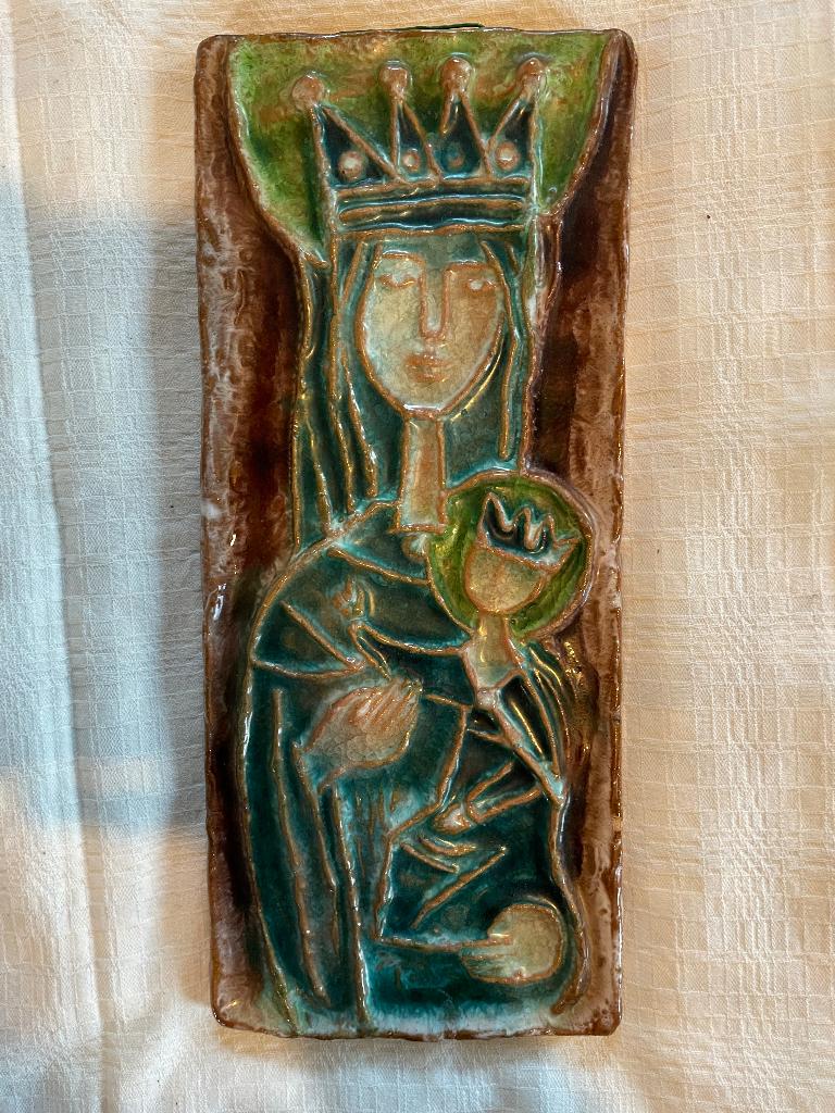 Elio Schiavon wandbord Maria met kind, Ophalen of Verzenden