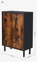 Industrieel schoenenkast 70x35x100 cm – zwart met houtlook, Ophalen, Zo goed als nieuw