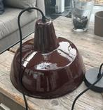 Retro industriële hanglamp donker bruin met led lamp, Gebruikt, Retro, industrieel, vintage, Ophalen of Verzenden, Metaal
