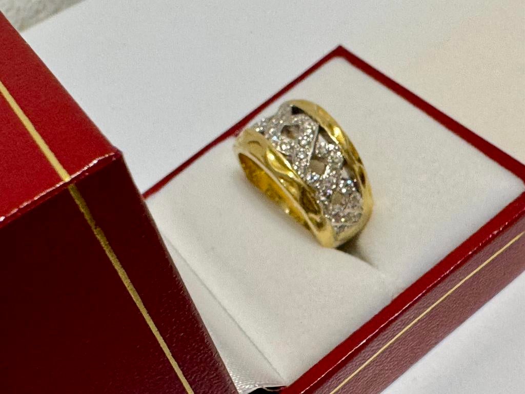 Exclusieve 18 karaat gouden ring 15 gram met 38 diamanten!, Sieraden, Tassen en Uiterlijk, Ringen, 18 tot 19, Ophalen of Verzenden