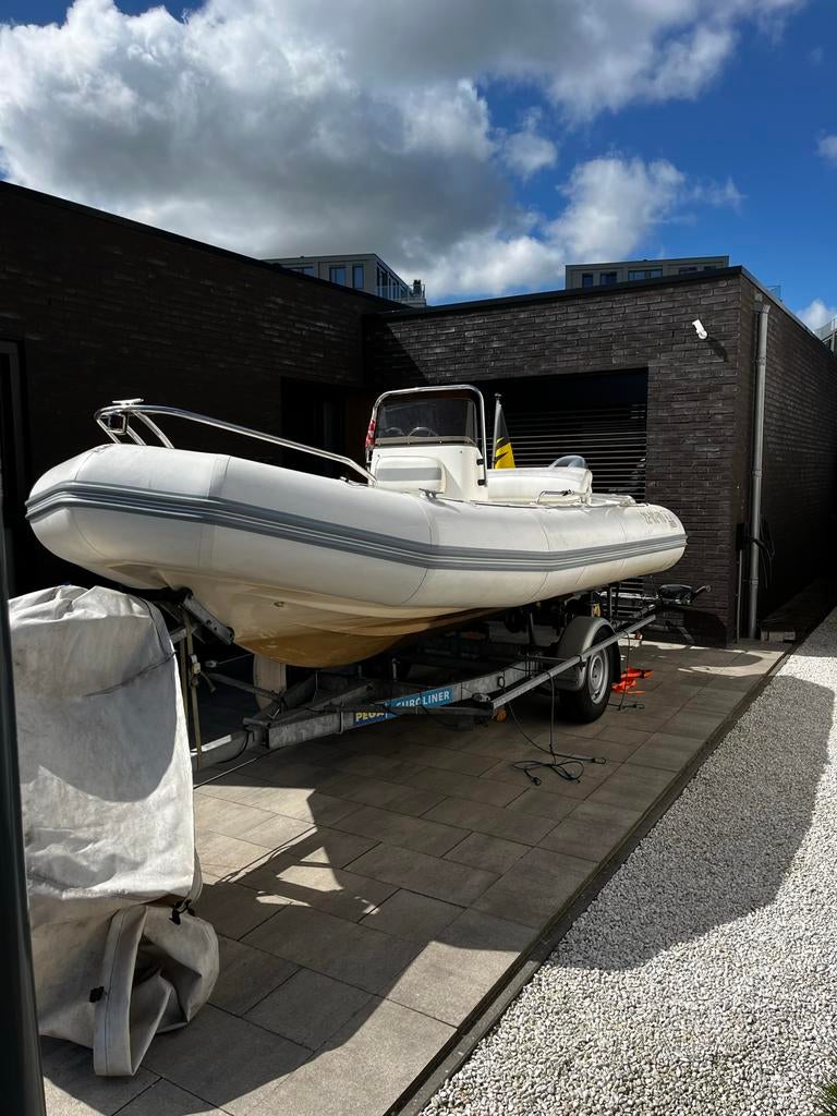 Zodiac Yachtline 480 DL de Luxe met Honda 60 pk incl.Trailer, Ophalen, Overige materialen, Gebruikt, 50 pk of meer