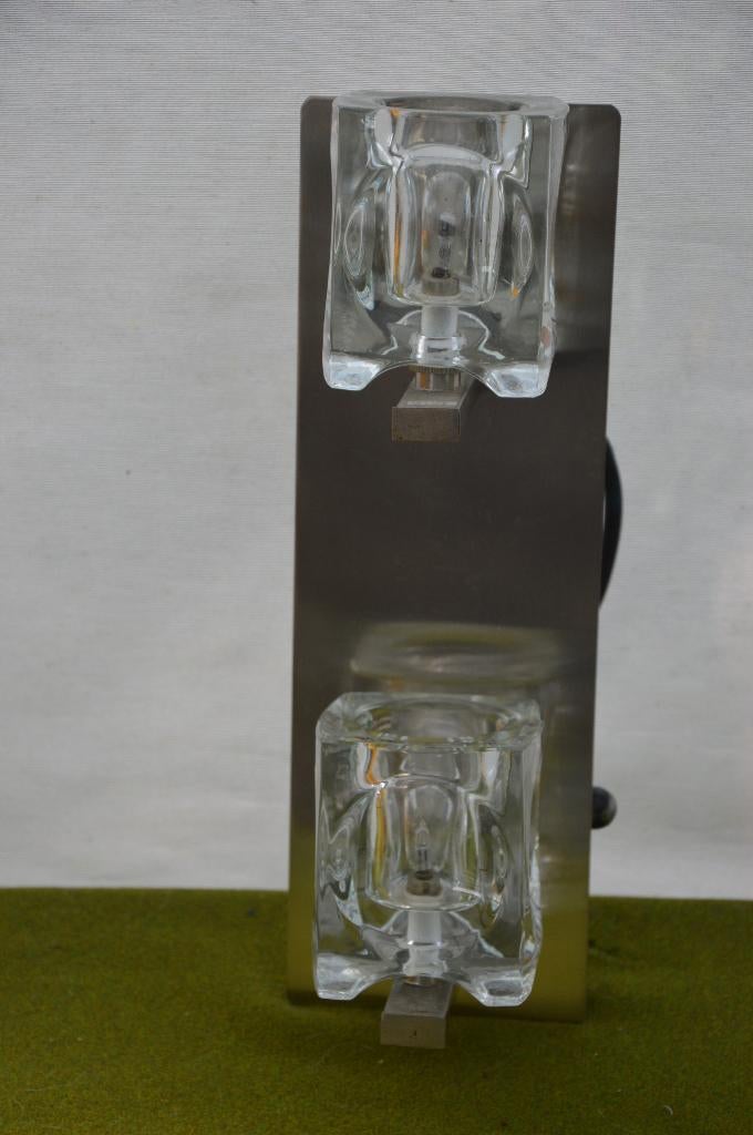 vintage ice cube wandlamp chroom merk By freelight, dimbaar, Ophalen of Verzenden, Gebruikt, Glas, Seventies look