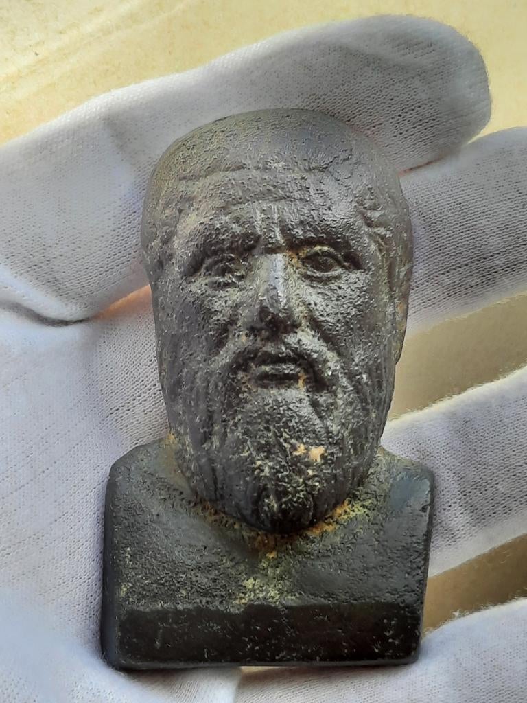 Romeins bronzen buste beeldje bodemvondst, Antiek en Kunst, Verzenden