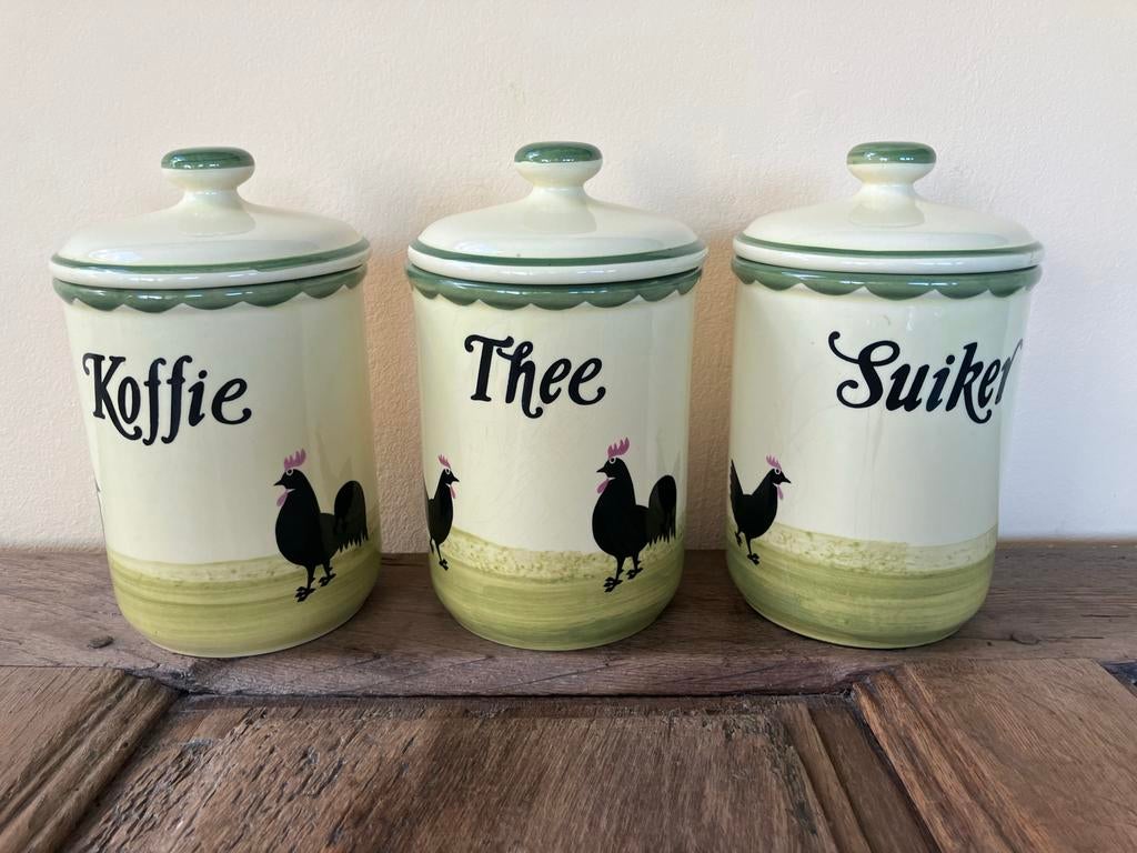 Vintage voorraadpotten "Kip en Haan", Ophalen of Verzenden