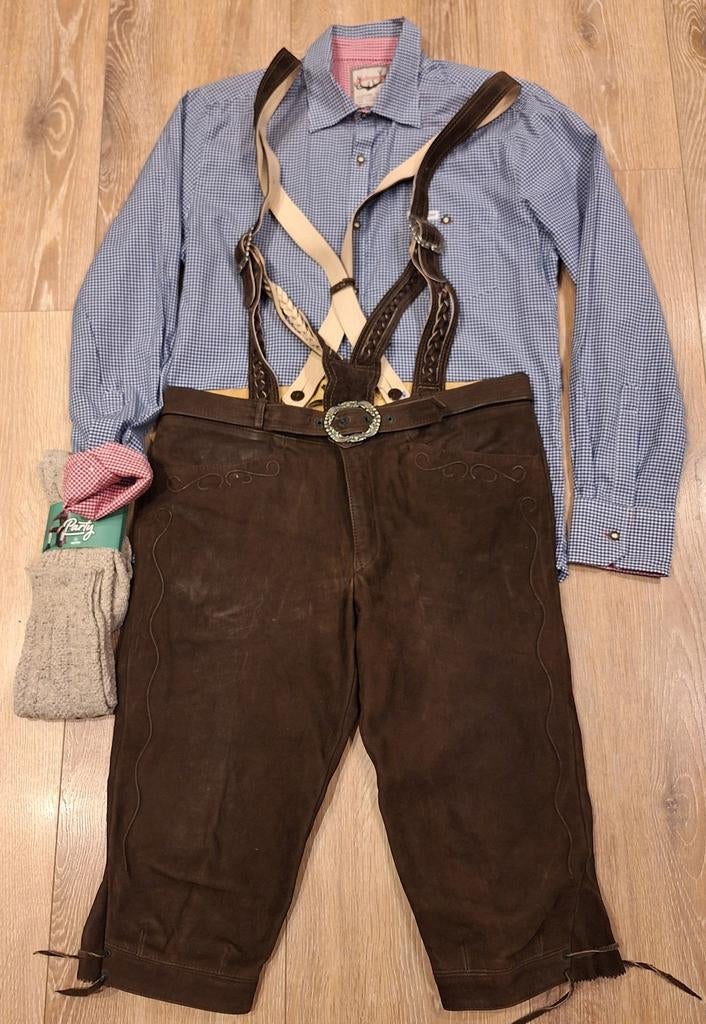 Lederhose 48 Tiroler overhemd kousen oktoberfeest, Kleding | Heren, Ophalen, Gedragen, Maat 48/50 (M), Overige thema's