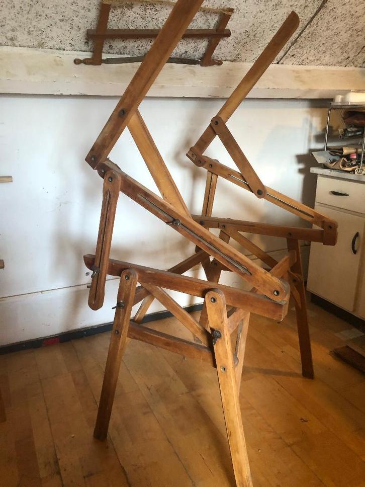 Vintage houten tekentafel onderstel, Doe-het-zelf en Verbouw, Tekentafels, Gebruikt, Minder dan 130 cm, Ophalen