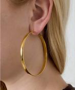 Eenvoudige oorringen 5 cm roestvrij staal goudkleurig nieuw, Sieraden, Tassen en Uiterlijk, Oorbellen, Ophalen of Verzenden, Zo goed als nieuw