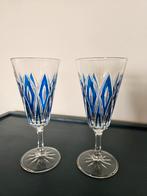 Vintage 2x VMC Reims France Harlequin glas kristal blauw, Ophalen of Verzenden