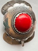 Zilveren slot Bloedkoraal 5 rijig, Verzenden, Zilver