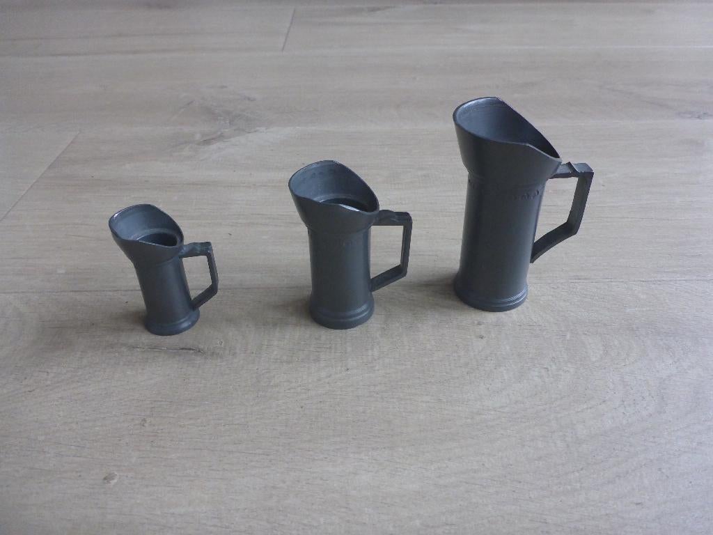 3 maatbekertjes tin., Antiek en Kunst, Ophalen of Verzenden