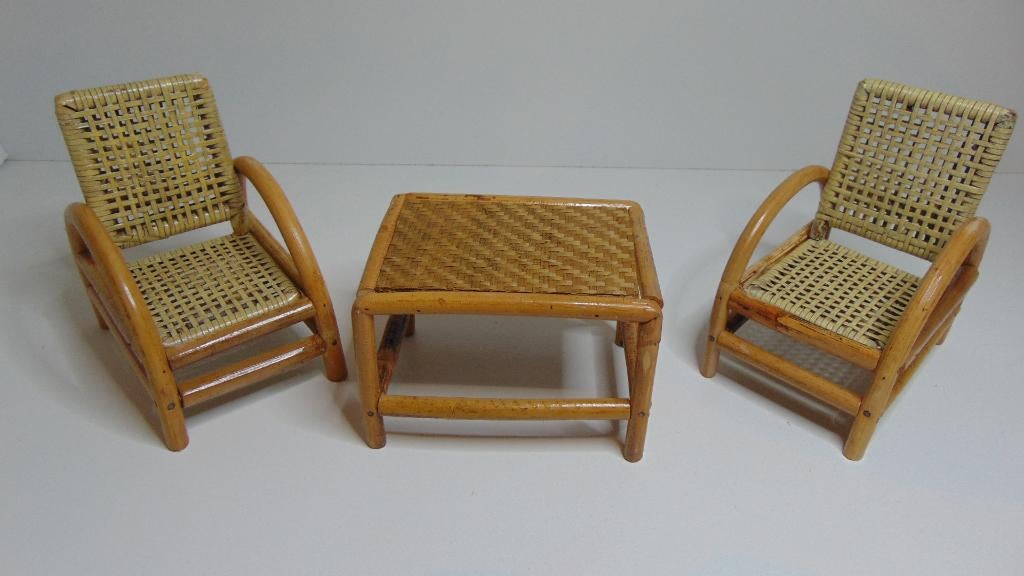 Barbie Fleur vintage Poppenhuis rotan set, Verzamelen, Poppen, Ophalen of Verzenden, Gebruikt, Accessoires