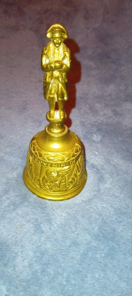 Antiek Koperen tafelbel - Souvenir Waterloo met Napoleon, Ophalen, Koper