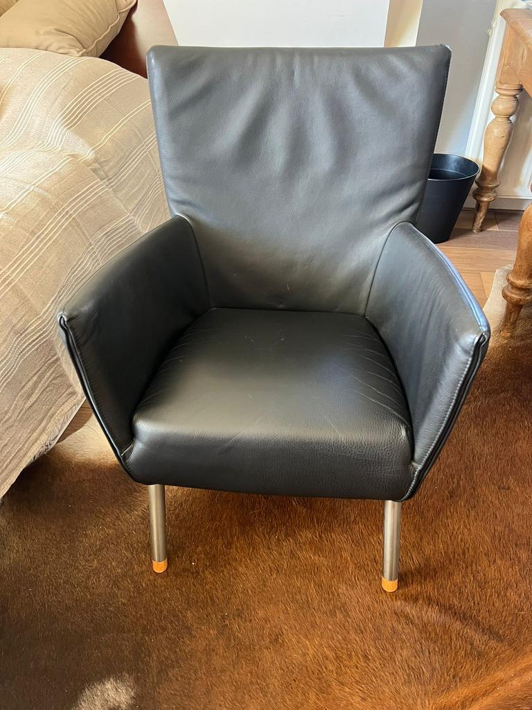 Stoel Gerard van den Berg fauteuil Foxxy, Ophalen, Minder dan 75 cm, Leer, Zo goed als nieuw