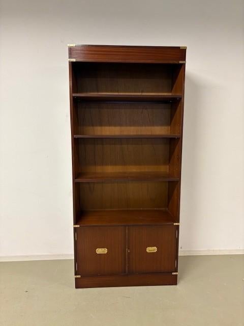 Prachtige Mahonie Military Boekenkast van Jeantique, Ophalen, 50 tot 100 cm, Zo goed als nieuw, 150 tot 200 cm