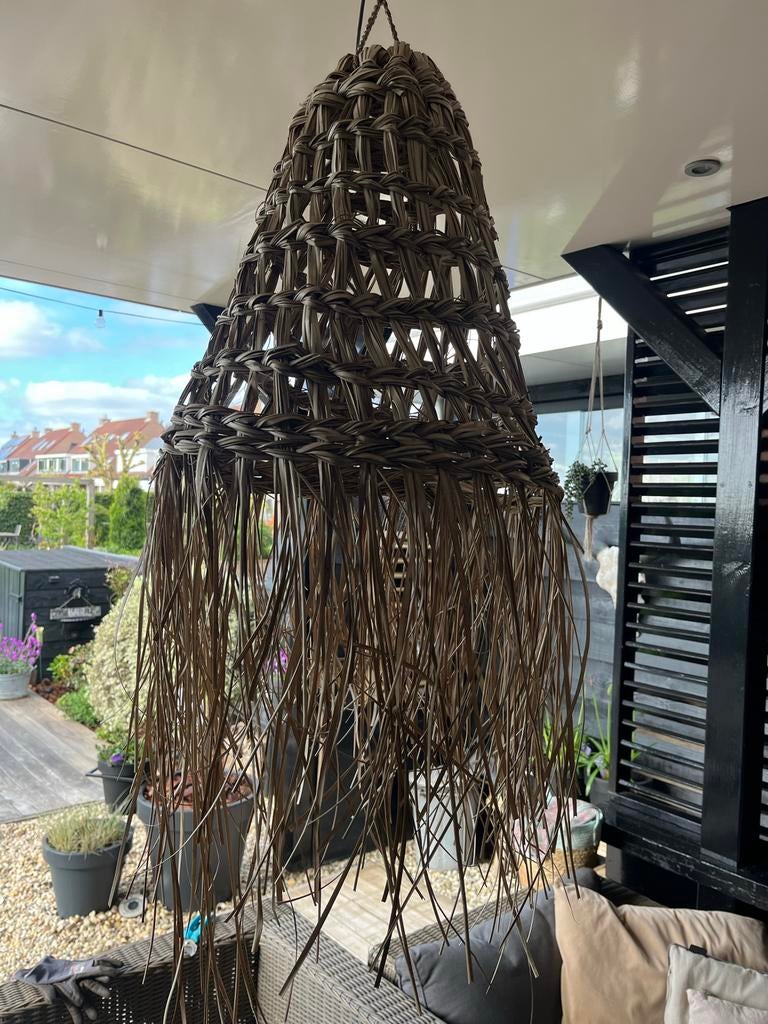 Unieke handgemaakte rieten lampenkap - Boho stijl, Ophalen, Zo goed als nieuw