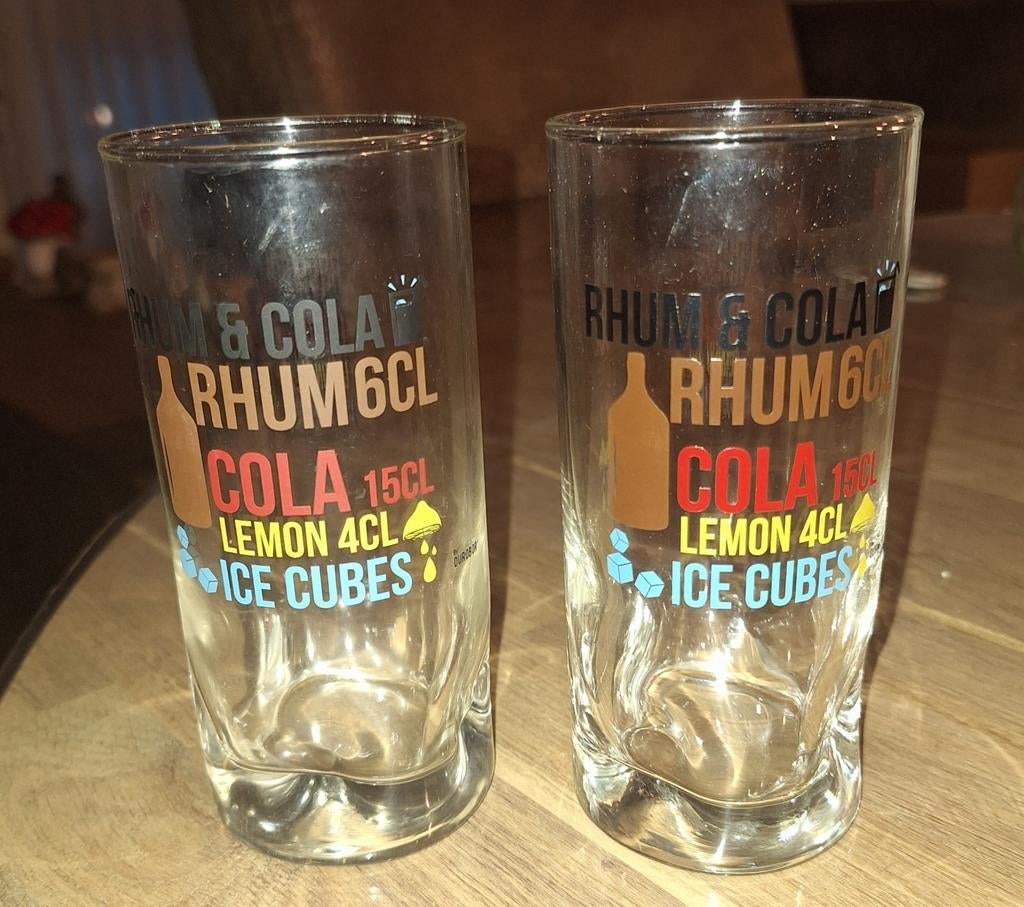 Set van 4 Rhum & Cola cocktailglazen, Huis en Inrichting, Keuken | Servies, Ophalen, Glas of Glazen, Gebruikt, Glas