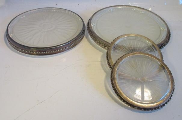 art deco onderzetters groot en klein Verlys geperst glas, Verzenden