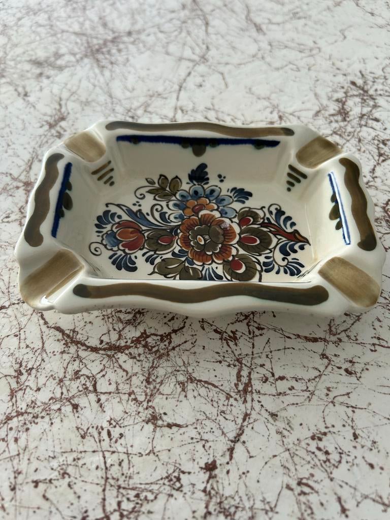 Flora Keramiek Delfts Polychroom Handwerk Asbak, Ophalen of Verzenden