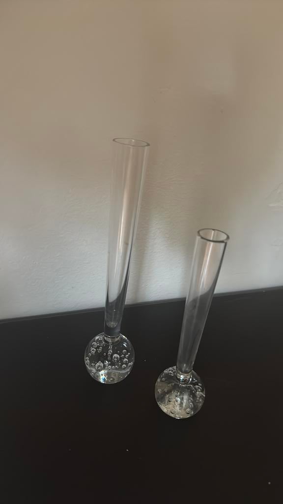 Glazen eenbloemsvaasjes, ook wel "spijkervaasjes, Overige kleuren, Ophalen of Verzenden, Minder dan 50 cm, Glas