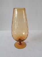 vintage Italiaanse empoli siervaas/glas amber kleurig 38 cm, Ophalen of Verzenden