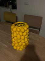 Gele vaas met citroenen, Huis en Inrichting, Woonaccessoires | Vazen, Overige materialen, Geel, Ophalen of Verzenden, Zo goed als nieuw