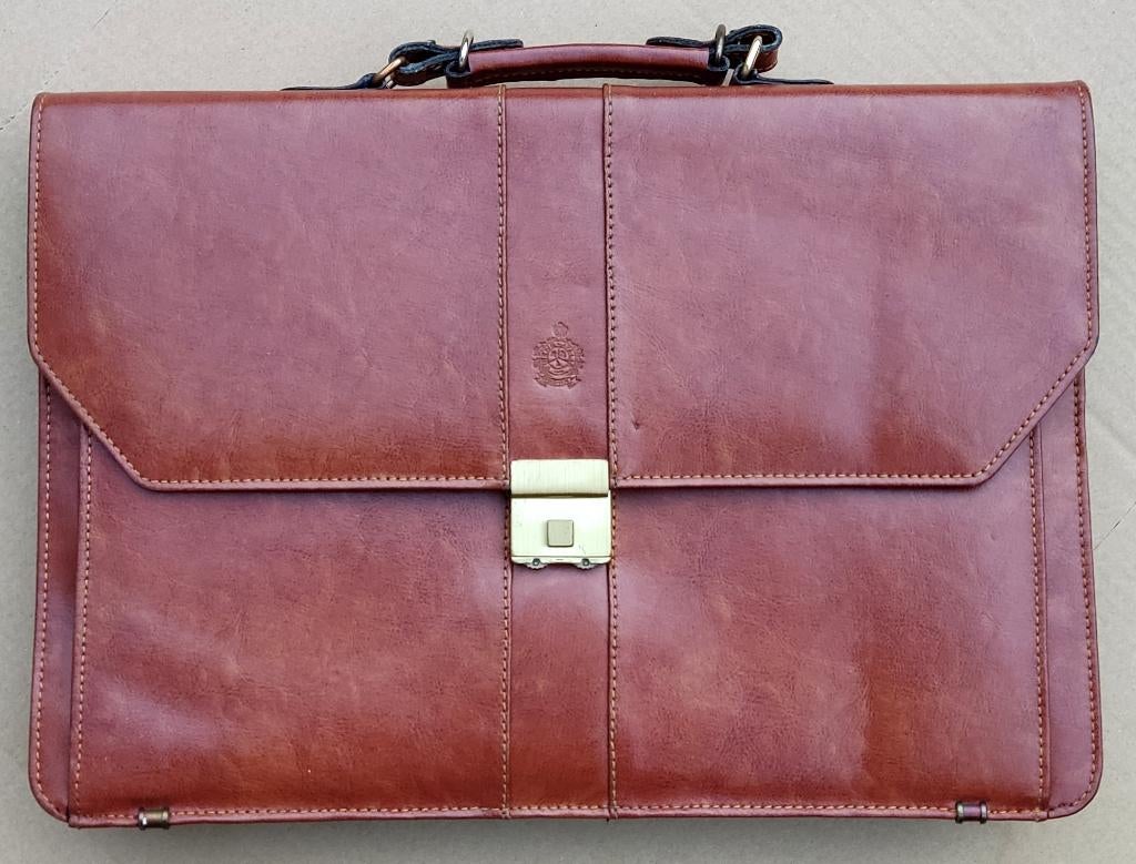 Lederen Leren Aktetas Nieuw, 40 tot 60 cm, Bruin, Nieuw, Minder dan 35 cm